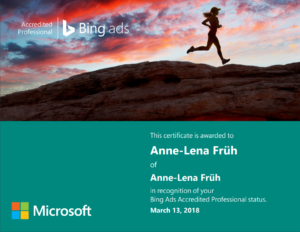 Bing Ads Accredited Professional status